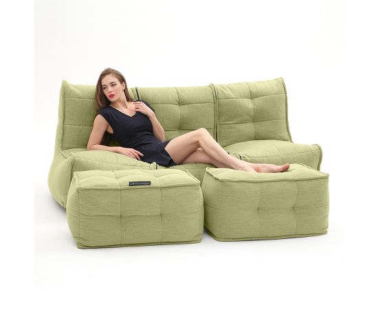 Бескаркасный трехместный диван с двумя оттоманками Mod3 Movie Couch Deluxe™ - Lime Citrus (светло-зеленый шенилл), Цвет: Lime Citrus, Категория ткани: Шенилл, изображение 4