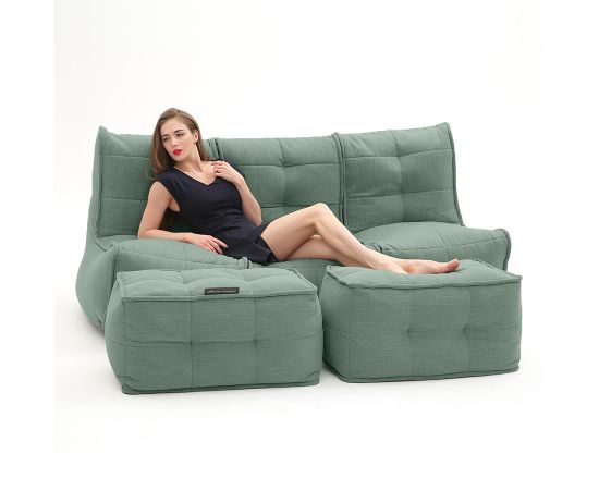 Бескаркасный трехместный диван с двумя оттоманками Mod3 Movie Couch Deluxe™ - Pepper Mint (светло-зеленый шенилл), Цвет: Pepper Mint, Категория ткани: Шенилл, изображение 4