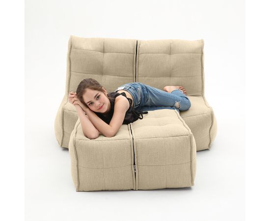 Бескаркасный двухместный диван Twin Couch Deluxe™ - Eco Weave (бежевый шенилл), Цвет: Eco Weave, Категория ткани: Шенилл, изображение 4