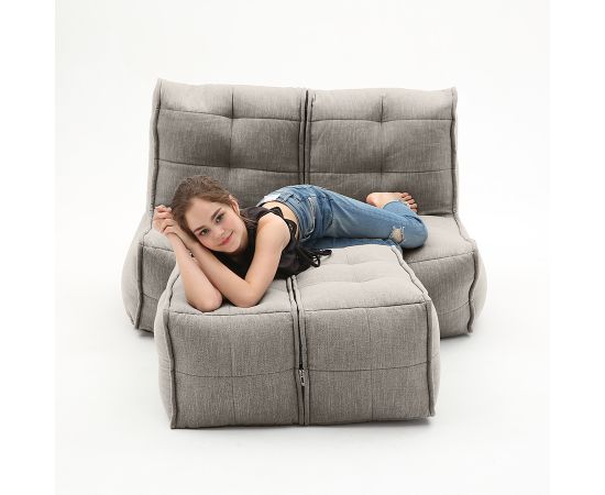Бескаркасный двухместный диван Twin Couch Deluxe™ - Keystone Grey (светло-серый шенилл), Цвет: Keystone Grey, Категория ткани: Шенилл, изображение 4