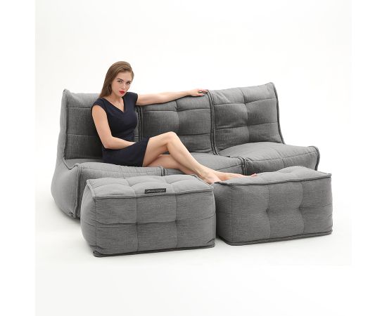 Бескаркасный трехместный диван с двумя оттоманками Mod3 Movie Couch Deluxe™ - Luscious Grey (серый шенилл), Цвет: Luscious Grey, Категория ткани: Шенилл, изображение 4