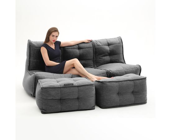 Бескаркасный трехместный диван с двумя оттоманками Mod3 Movie Couch Deluxe™ - Black Sapphire (черный шенилл), Цвет: Mocha Mousse, Категория ткани: Экокожа, изображение 4