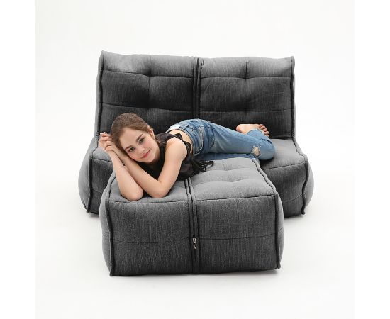 Бескаркасный двухместный диван Twin Couch Deluxe™ - Black Sapphire (черный шенилл), Цвет: Yellow Shine, Категория ткани: Велюр, изображение 4