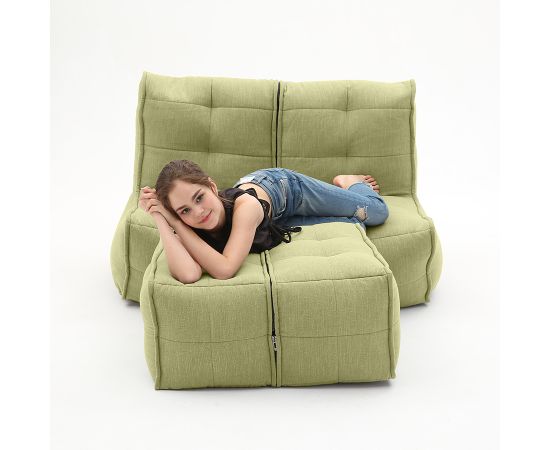 Бескаркасный двухместный диван Twin Couch Deluxe™ - Lime Citrus (светло-зеленый шенилл), Цвет: Lime Citrus, Категория ткани: Шенилл, изображение 4
