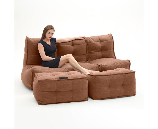 Бескаркасный трехместный диван с двумя оттоманками Mod3 Movie Couch Deluxe™ - Terra Cocta (терракотовый шенилл), Цвет: Terra Cocta, Категория ткани: Шенилл, изображение 4