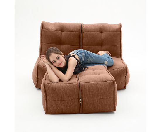 Бескаркасный двухместный диван Twin Couch Deluxe™ - Terra Cocta (терракотовый шенилл), Цвет: Terra Cocta, Категория ткани: Шенилл, изображение 4