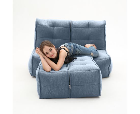 Бескаркасный двухместный диван Twin Couch Deluxe™ - Blue Jazz (синий шенилл), Цвет: Blue Jazz, Категория ткани: Шенилл, изображение 4