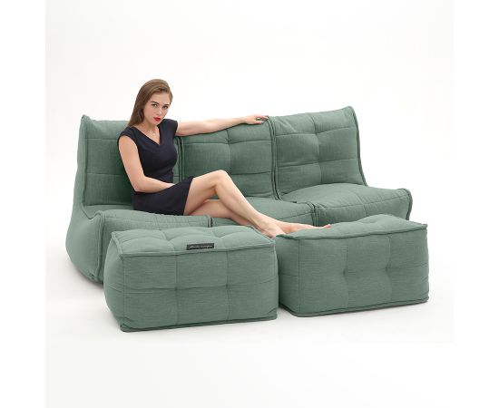 Бескаркасный трехместный диван с двумя оттоманками Mod3 Movie Couch Deluxe™ - Pepper Mint (светло-зеленый шенилл), Цвет: Pepper Mint, Категория ткани: Шенилл, изображение 2