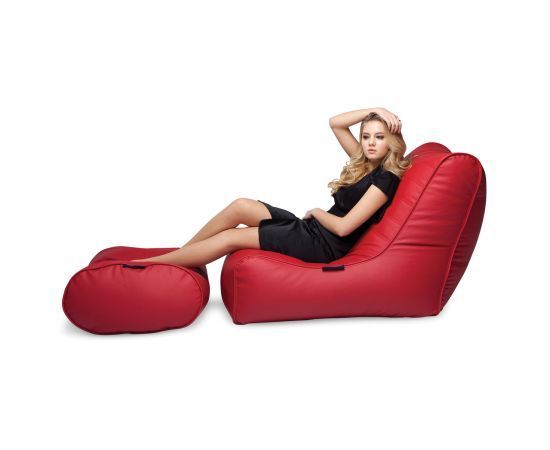 Кресло с пуфом для ног из экокожи Fiorenze™ - Mode Red (красное), Цвет: Mode Red, Категория ткани: Экокожа