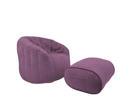 Комплект бескаркасной мебели Butterfly Sofa Deluxe - Sakura Pink (розовый велюр), Цвет: Sakura Pink, Категория ткани: Велюр, изображение 4