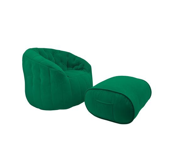 Комплект бескаркасной мебели Butterfly Sofa Deluxe - Forest Green (зеленый велюр), Цвет: Forest Green, Категория ткани: Велюр, изображение 5