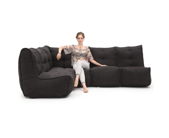 Модульный четырехместный диван Mod4 L Sofa™ - Black Sapphire (черный), Цвет: Black Sapphire, Категория ткани: Sofa Weave, изображение 3