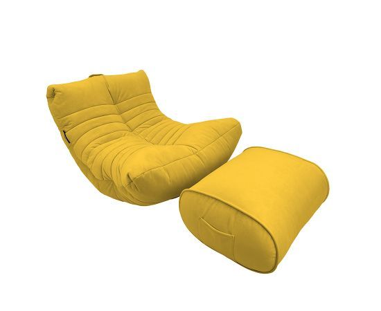 Комплект бескаркасной мебели Acoustic Lounge - Yellow Shine (желтый велюр), Цвет: Yellow Shine, Категория ткани: Велюр, изображение 6