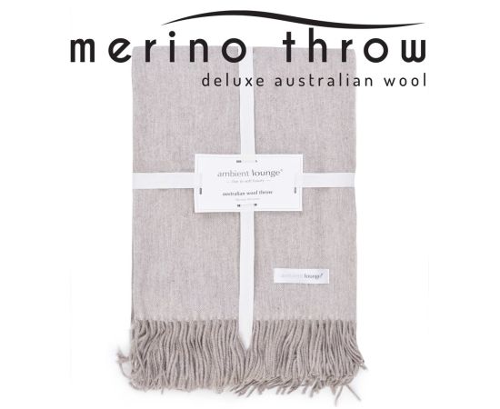 Плед из шерсти мериноса Ambient Lounge® Merino Throw™ - Camel Tea (кремовый), Цвет: Camel Tea, Категория ткани: Шерсть, изображение 2