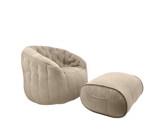 Комплект бескаркасной мебели Butterfly Sofa Deluxe - Eco Weave (бежевый велюр), Цвет: Eco Weave, Категория ткани: Велюр, изображение 4