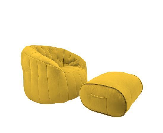 Комплект бескаркасной мебели Butterfly Sofa Deluxe - Yellow Shine (желтый), Цвет: Yellow Shine, Категория ткани: Велюр, изображение 4