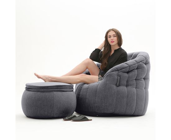 Комплект бескаркасной мебели Butterfly Chaise - Aubergine Dream (баклажанный), Цвет: Black Sapphire, Категория ткани: Шенилл, изображение 2