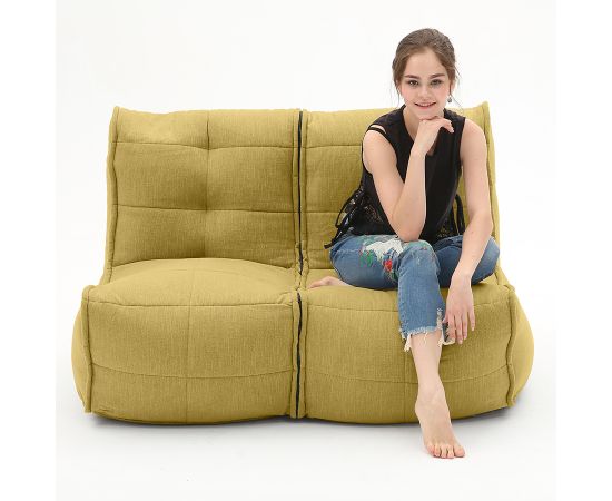 Бескаркасный двухместный диван Twin Couch™ - Yellow Shine (желтый шенилл), Цвет: Yellow Shine, Категория ткани: Шенилл, изображение 7