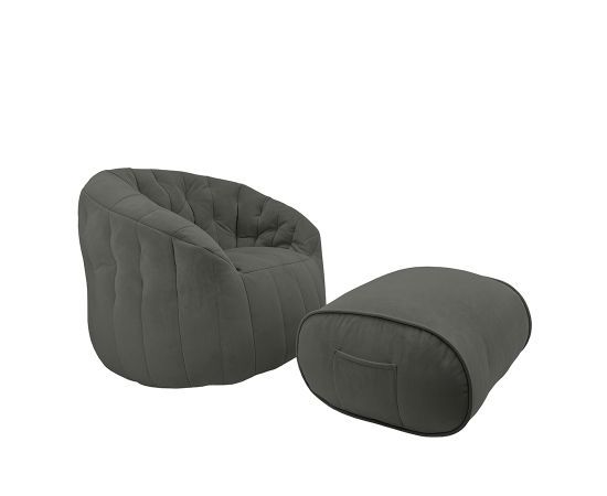 Комплект бескаркасной мебели Butterfly Sofa Deluxe - Black Sapphire (черный велюр), Цвет: Black Sapphire, Категория ткани: Велюр, изображение 5