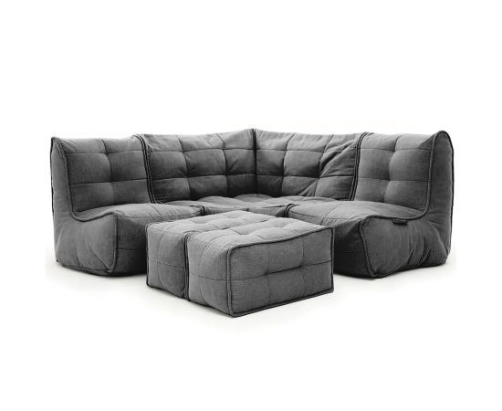 Бескаркасный угловой диван для троих Mod4 Corner Deluxe™ - Keystone Grey (светло-серый), Цвет: Black Sapphire, Категория ткани: Шенилл, изображение 4