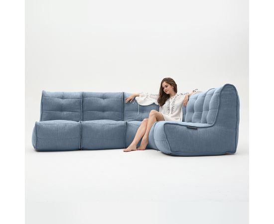 Модульный четырехместный диван Mod4 L Sofa™ - Keystone Grey (светло-серый), Цвет: Blue Jazz, Категория ткани: Шенилл, изображение 4