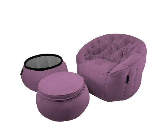 Комплект бескаркасной мебели Contempo Package - Sakura Pink (розовый велюр), Цвет: Sakura Pink, Категория ткани: Велюр, изображение 7