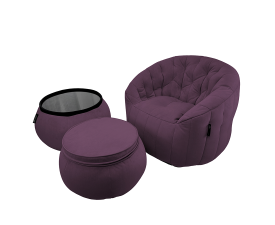 Комплект бескаркасной мебели Contempo Package - Aubergine Dream (баклажанный), Цвет: Aubergine Dream, Категория ткани: Велюр, изображение 6