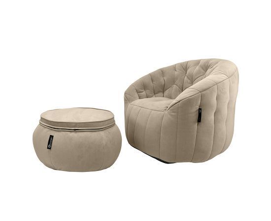 Комплект бескаркасной мебели Butterfly Chaise - Eco Weave (бежевый велюр), Цвет: Eco Weave, Категория ткани: Велюр, изображение 4