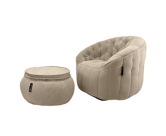 Комплект бескаркасной мебели Butterfly Chaise - Eco Weave (бежевый велюр), Цвет: Eco Weave, Категория ткани: Велюр, изображение 5