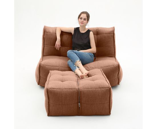 Бескаркасный двухместный диван Twin Couch Deluxe™ - Terra Cocta (терракотовый шенилл), Цвет: Terra Cocta, Категория ткани: Шенилл, изображение 5