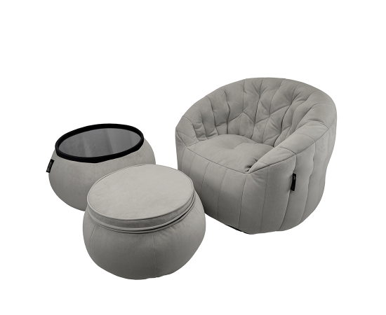 Комплект бескаркасной мебели Contempo Package - Tundra Spring (светлый, почти белый велюр), Цвет: Tundra Spring, Категория ткани: Велюр, изображение 6