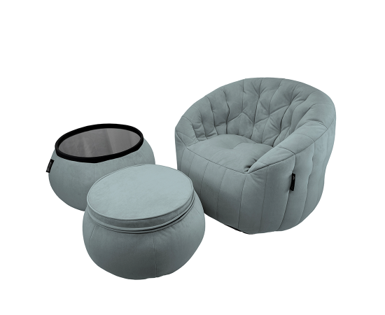 Комплект бескаркасной мебели Contempo Package - Keystone Grey (светло-серый велюр), Цвет: Keystone Grey, Категория ткани: Велюр, изображение 4