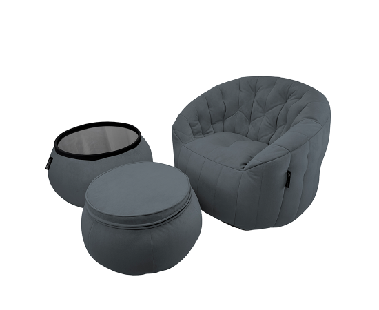 Комплект бескаркасной мебели Contempo Package - Luscious Grey (серый велюр), Цвет: Luscious Grey, Категория ткани: Велюр, изображение 6