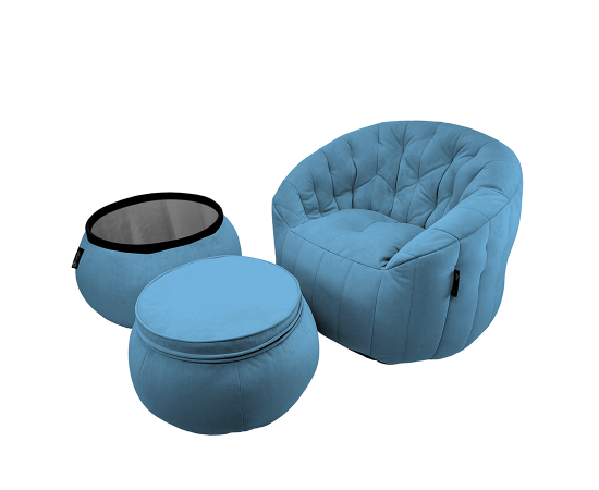 Комплект бескаркасной мебели Contempo Package - Blue Jazz (синий велюр), Цвет: Blue Jazz, Категория ткани: Велюр, изображение 7