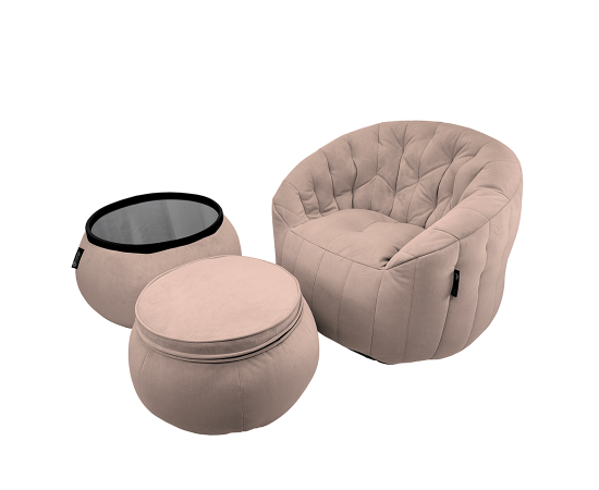 Комплект бескаркасной мебели Contempo Package - Purple Rain (пудровый велюр), Цвет: Purple Rain, Категория ткани: Велюр, изображение 6