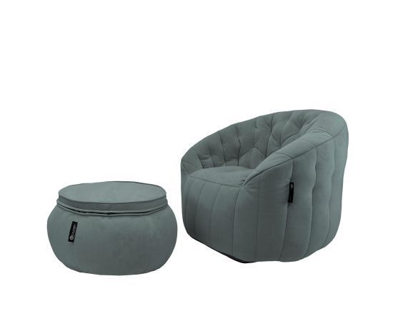 Комплект бескаркасной мебели Butterfly Chaise - Keystone Grey (светло-серый велюр), Цвет: Keystone Grey, Категория ткани: Велюр, изображение 4