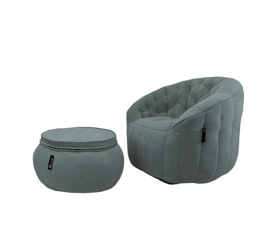 Комплект бескаркасной мебели Butterfly Chaise - Keystone Grey (светло-серый велюр), Цвет: Keystone Grey, Категория ткани: Велюр, изображение 5