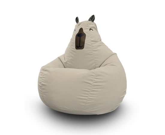 Кресло мешок Bean Bag - Капибара 4XL Eco Weave (велюр, бежевый)