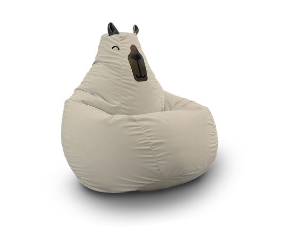 Кресло мешок Bean Bag - Капибара 4XL Eco Weave (велюр, бежевый)