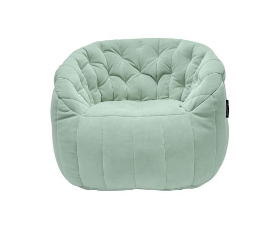 Купить бескаркасную мебель кресло и пуфик Butterfly Sofa Deluxe - Pepper Mint (серо-зеленый велюр)