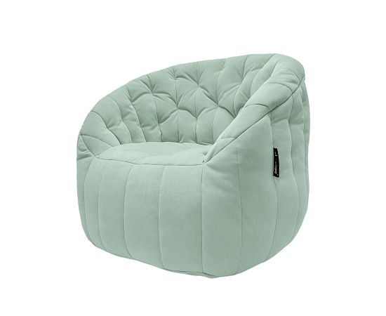 Купить бескаркасную мебель кресло и пуфик Butterfly Sofa Deluxe - Pepper Mint (серо-зеленый велюр)